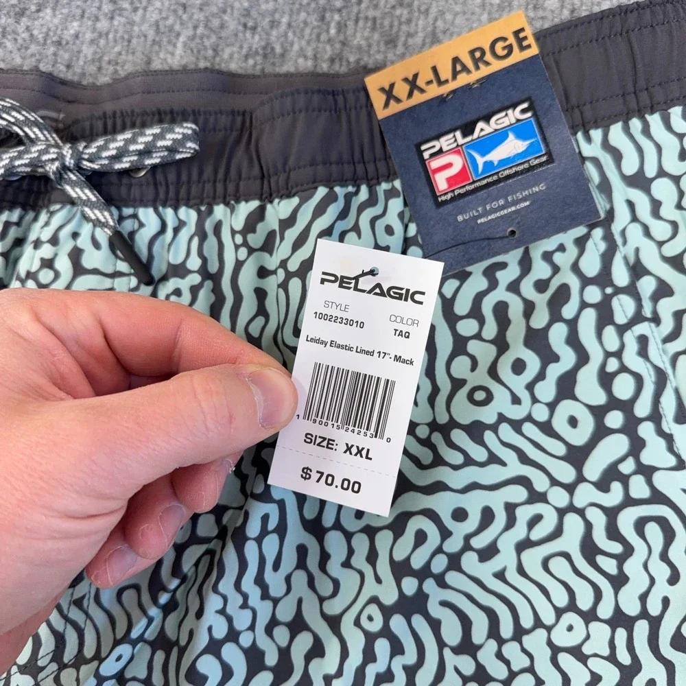 Pelagic Swim Trunks Men 2XL Gray Blue Leiday 17